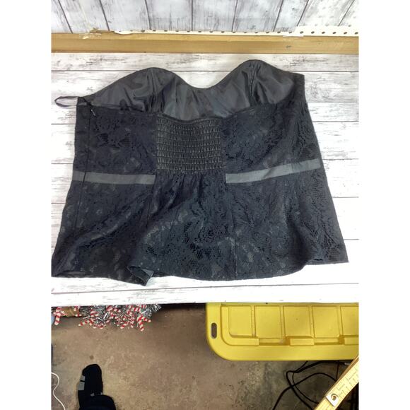 Lane Bryant Women's Corset-Style Lace Overlay Strapless Tops Black Size XL - Picture 2 of 4
